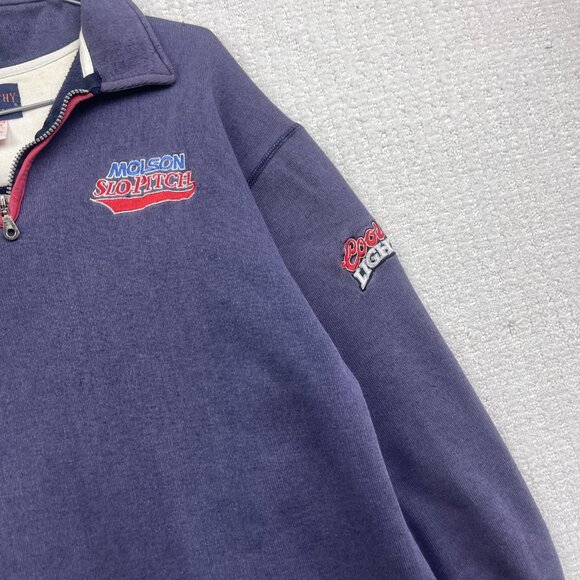Vintage McCarthy x Molson Slo-Pitch Baseball Sweatshirt Men's XL Quarter Zip - Picture 3 of 16